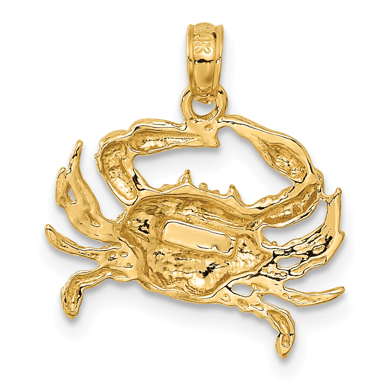 10K Yellow Gold Blue Crab Pendant