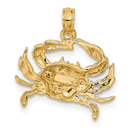 10K Yellow Gold Blue Crab Pendant