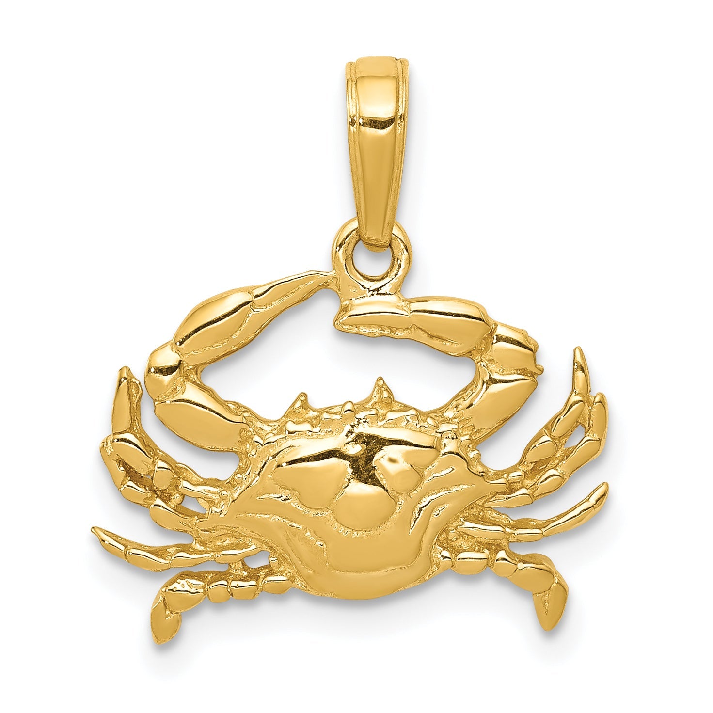 10K Yellow Gold Blue Crab Pendant