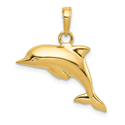 10K Yellow Gold 3-D Dolphin Pendant