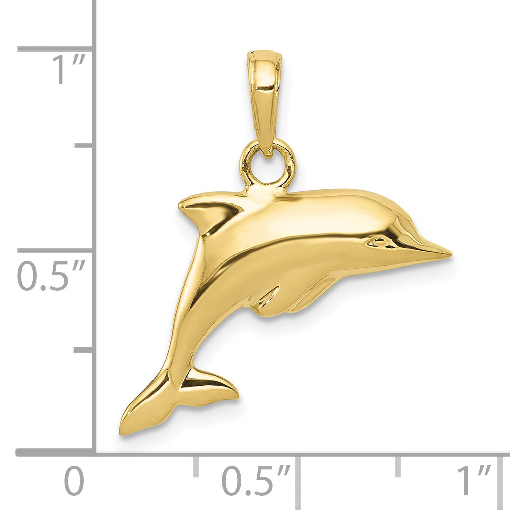10K Yellow Gold 3-D Dolphin Pendant
