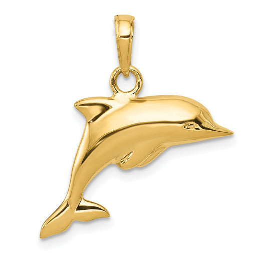 10K Yellow Gold 3-D Dolphin Pendant