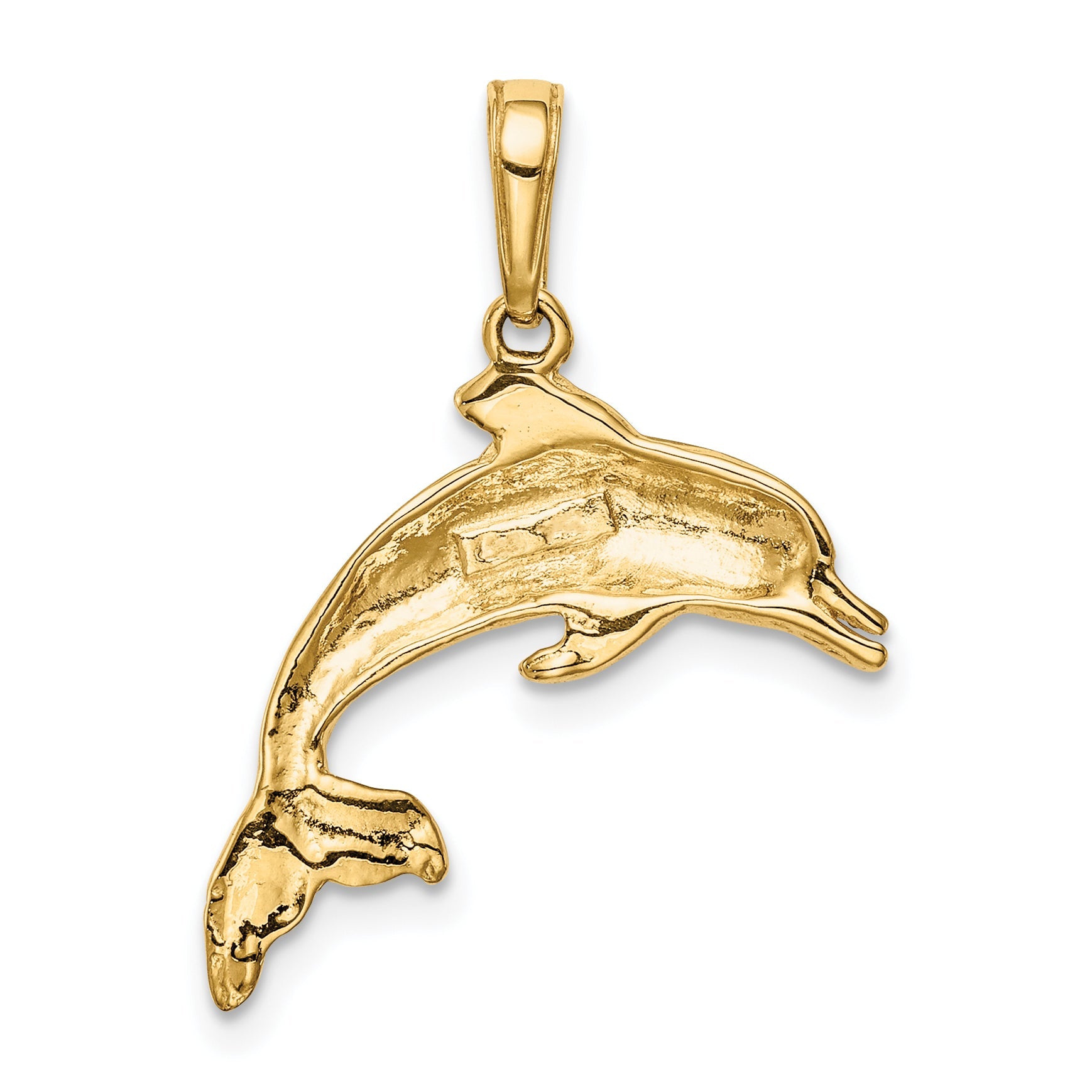 10K Yellow Gold 10K Dolphin Swimming Pendant