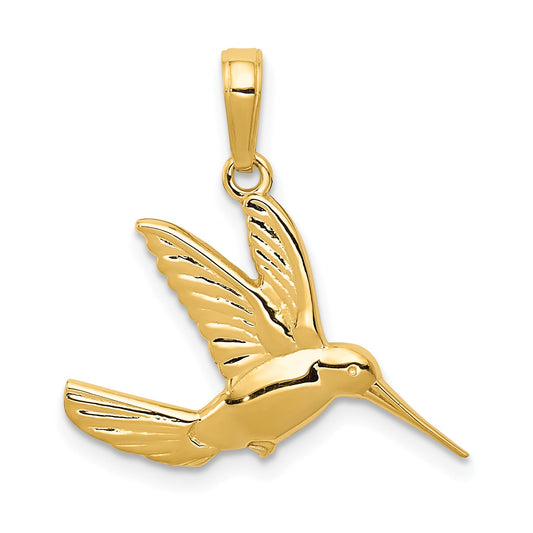 10K Yellow Gold 10K Hummingbird In Flight Pendant