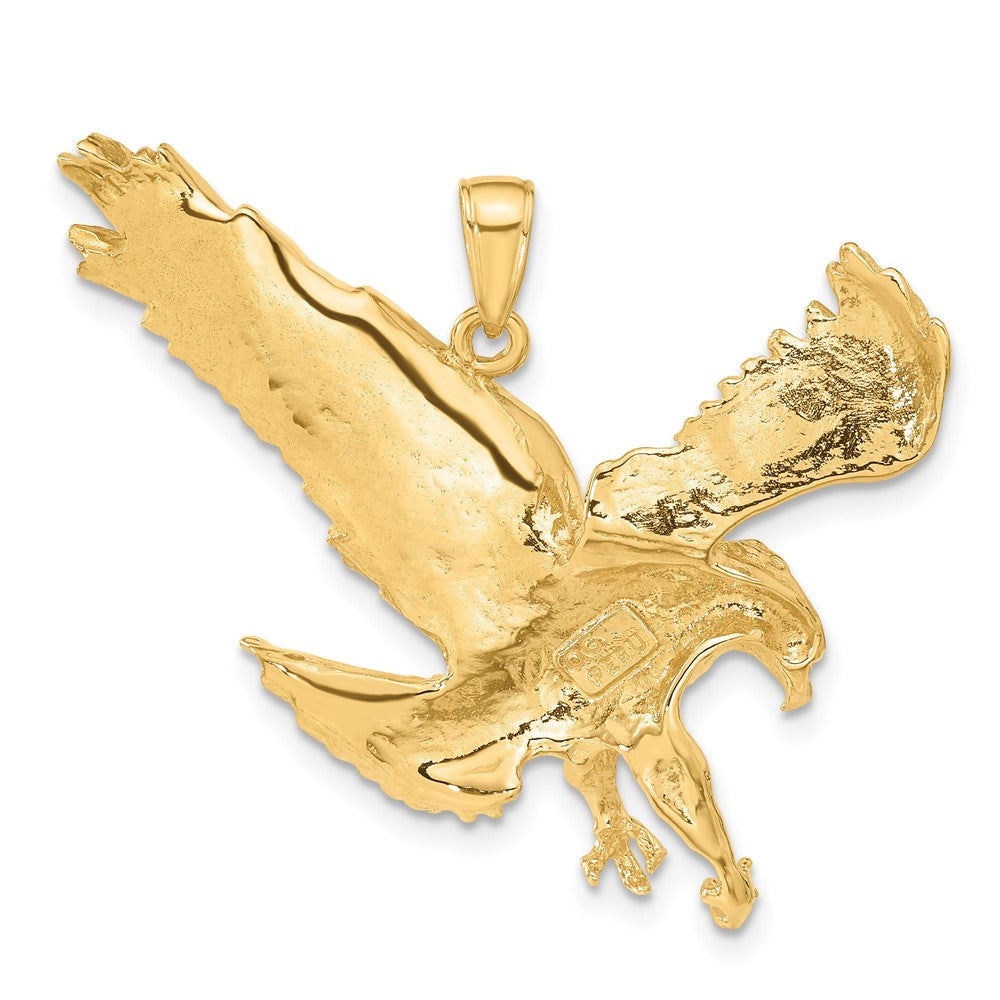 10K Yellow Gold Textured Eagle Landing Pendant