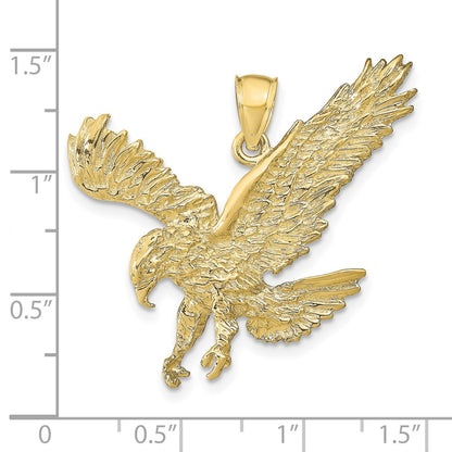10K Yellow Gold Textured Eagle Landing Pendant