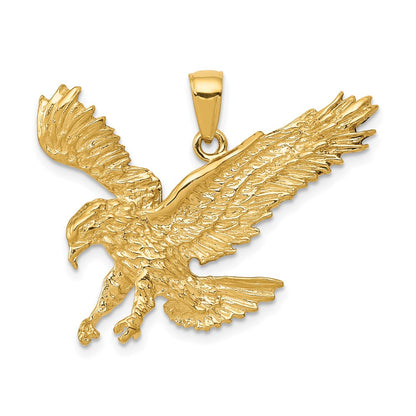 10K Yellow Gold 10K Textured Eagle Landing Pendant