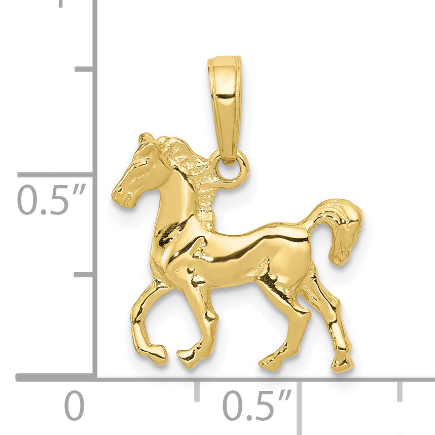 10K Yellow Gold Standing Horse Pendant