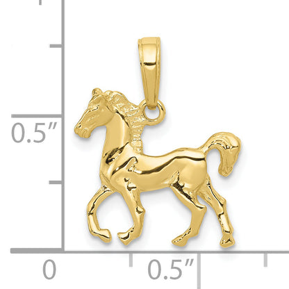 10K Yellow Gold Standing Horse Pendant