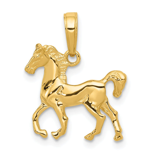 10K Yellow Gold Standing Horse Pendant