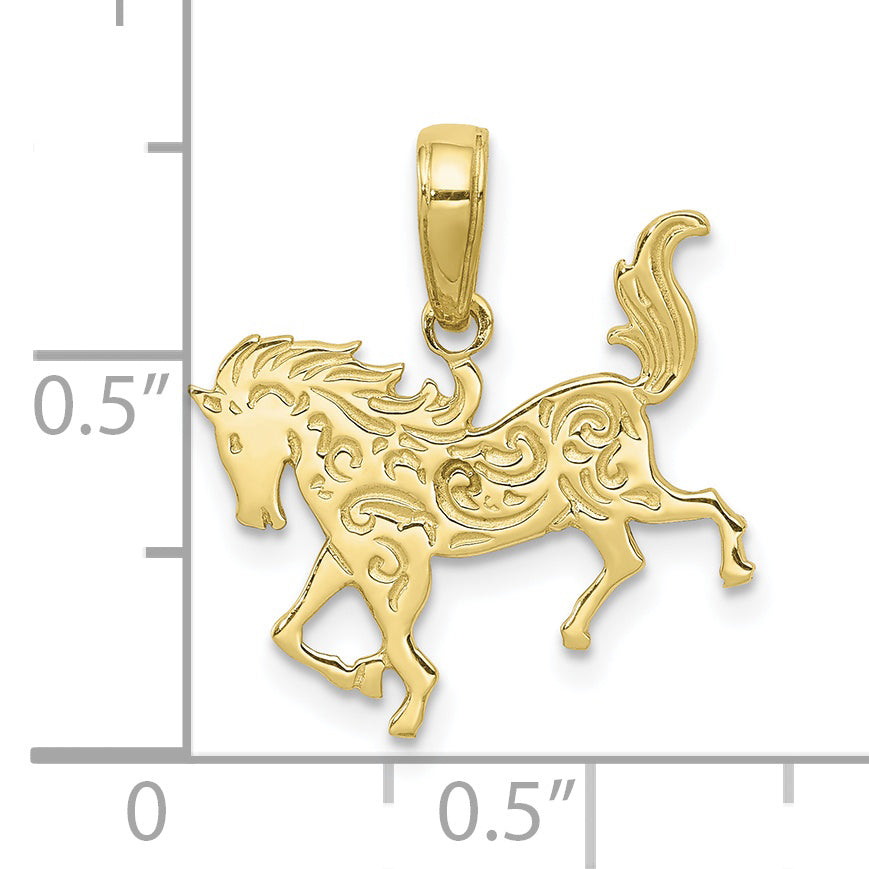 10K Yellow Gold Horse Pendant