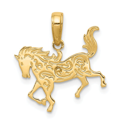 10K Yellow Gold Horse Pendant