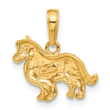 10K Yellow Gold Collie Dog Pendant