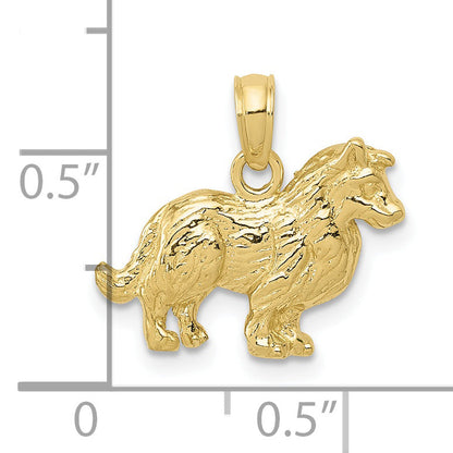 10K Yellow Gold Collie Dog Pendant