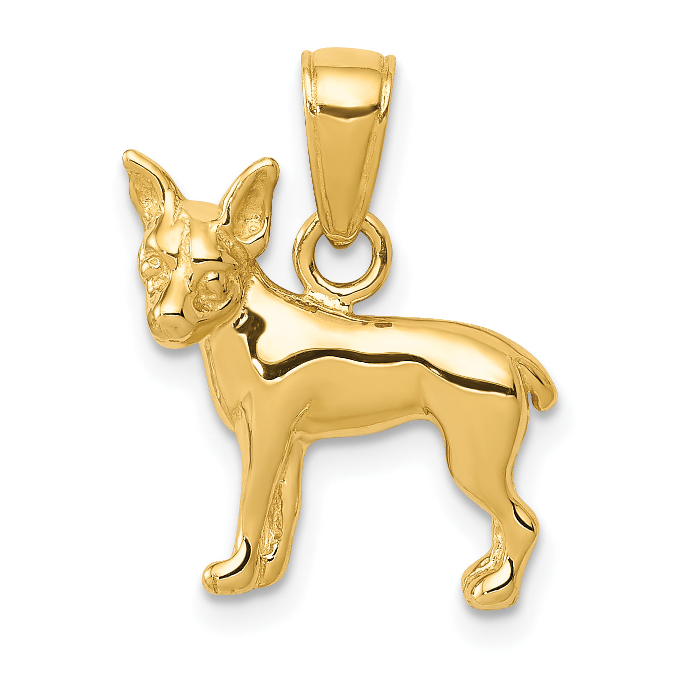 10K Yellow Gold 10K Chihuahua Dog Pendant