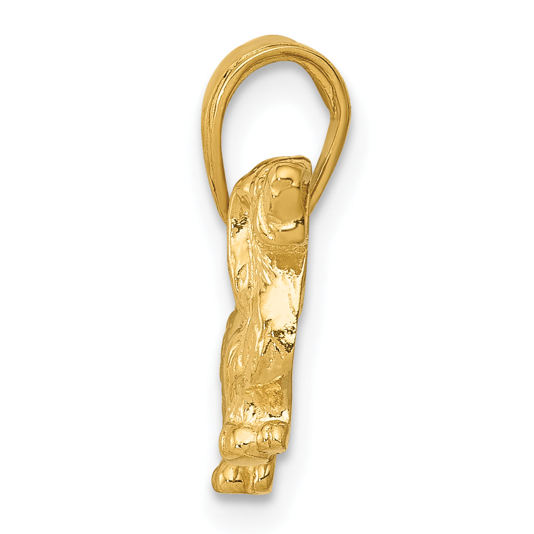 10K Yellow Gold 10K Long-Haired Dachshund Dog Pendant