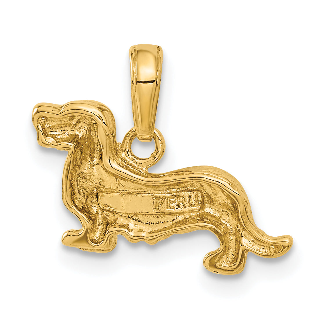 10K Yellow Gold 10K Long-Haired Dachshund Dog Pendant