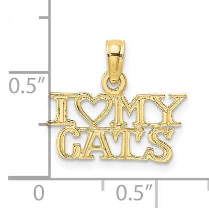 10K Yellow Gold I Heart My Cats Charm