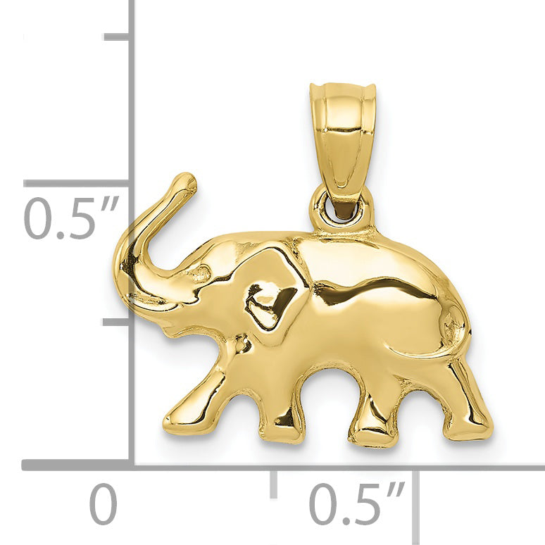 10K Yellow Gold 3-D Elephant Pendant
