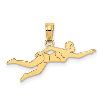 10K Yellow Gold Female Swimmer Charm
