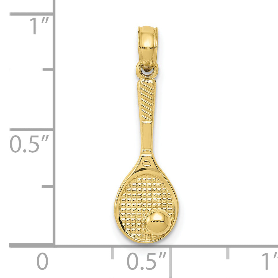 10K Yellow Gold Tennis Racquet And Ball Charm