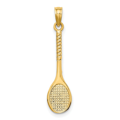 10K Yellow Gold 10K 3-D Tennis Racquet Pendant