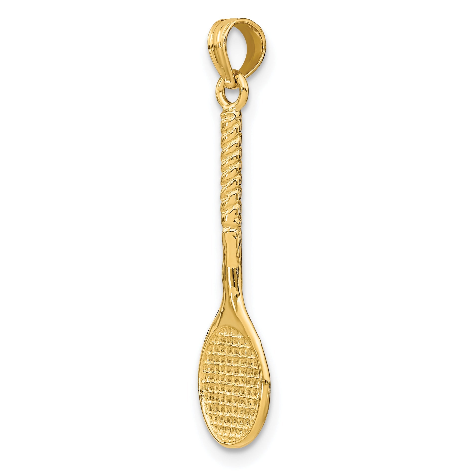 10K Yellow Gold 10K 3-D Tennis Racquet Pendant