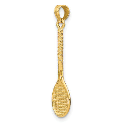 10K Yellow Gold 10K 3-D Tennis Racquet Pendant