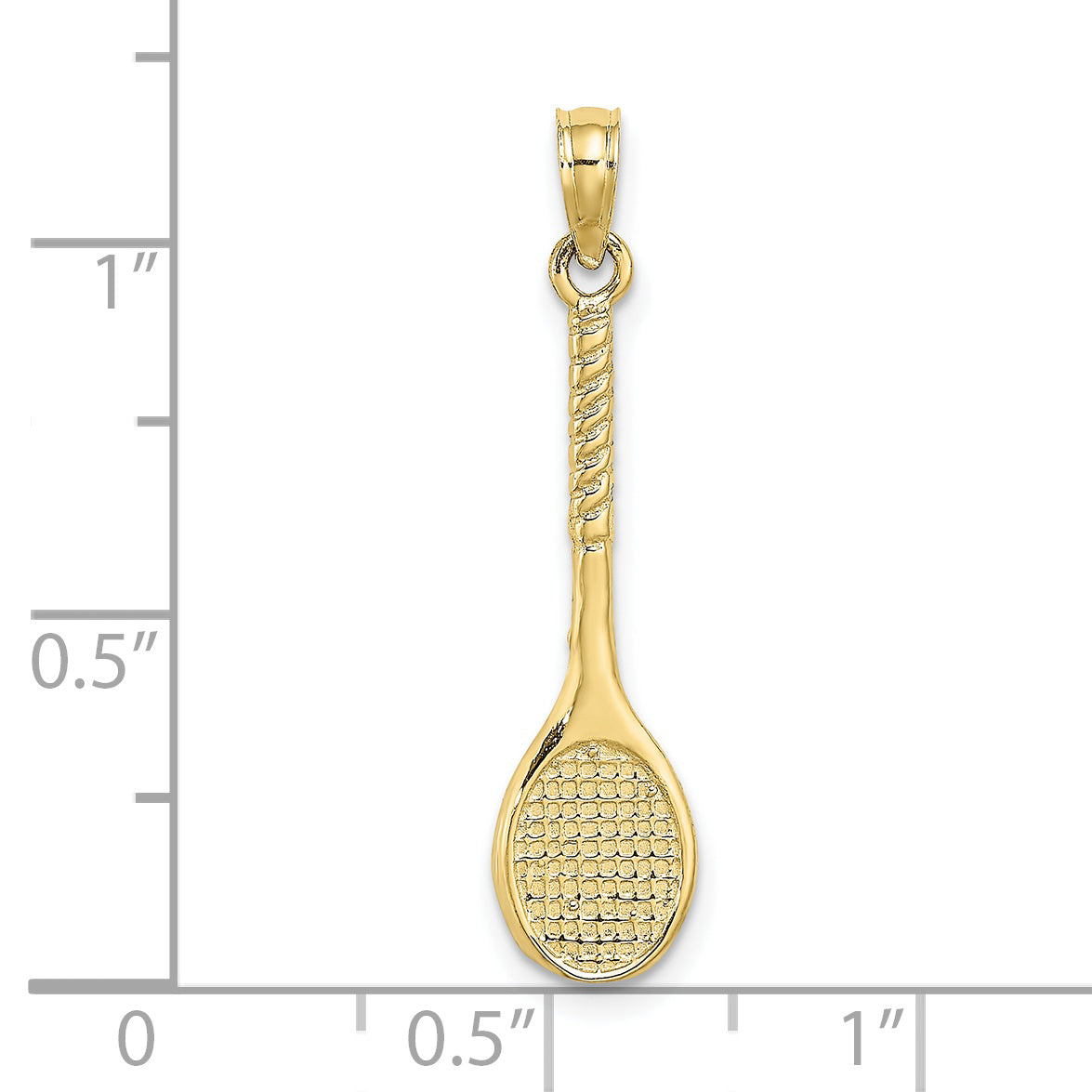 10K Yellow Gold 10K 3-D Tennis Racquet Pendant