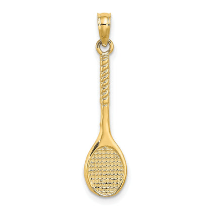 10K Yellow Gold 10K 3-D Tennis Racquet Pendant