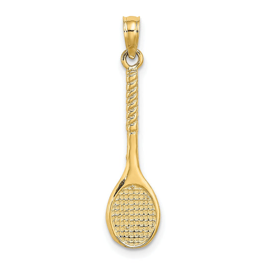 10K Yellow Gold 10K 3-D Tennis Racquet Pendant