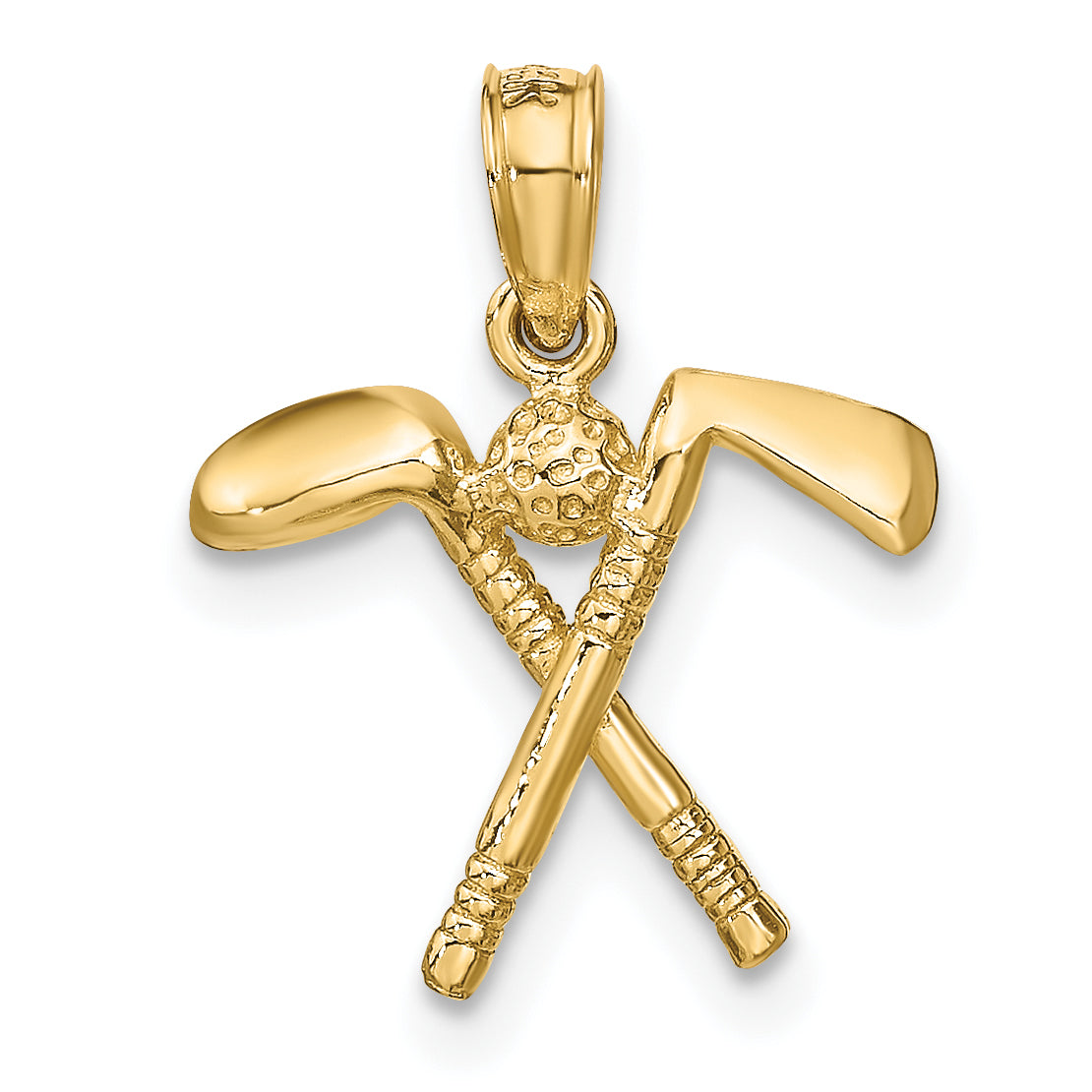 10K Yellow Gold 3-D Golf Clubs With Ball Charm