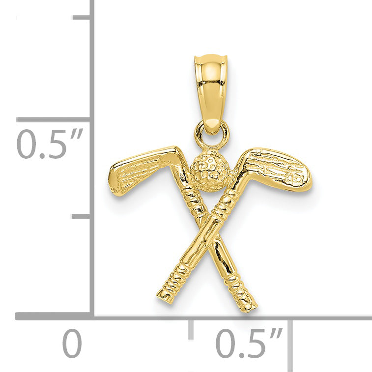 10K Yellow Gold 3-D Golf Clubs With Ball Charm