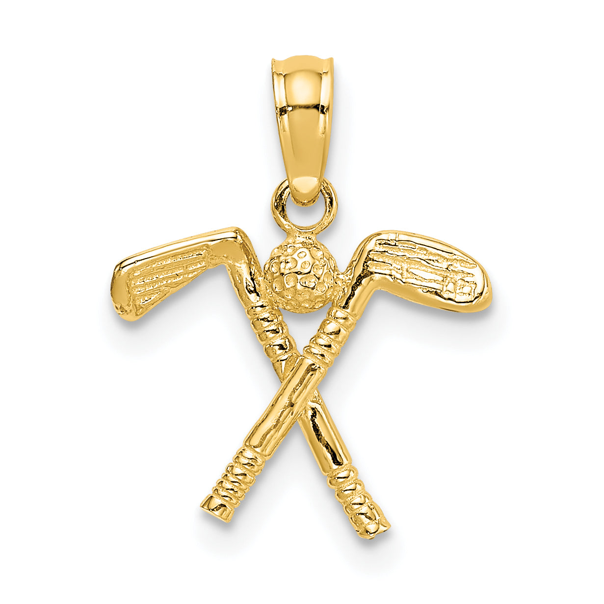 10K Yellow Gold 3-D Golf Clubs With Ball Charm