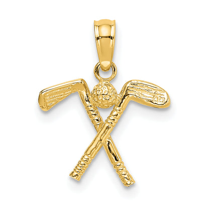 10K Yellow Gold 3-D Golf Clubs With Ball Charm