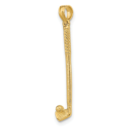 10K Yellow Gold 3-D Single Golf Club With Ball Charm