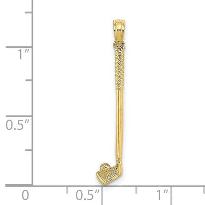 10K Yellow Gold 3-D Single Golf Club With Ball Charm