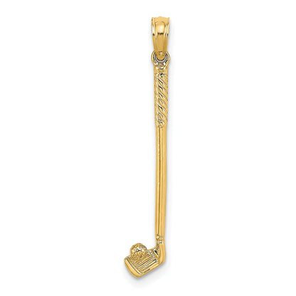 10K Yellow Gold 3-D Single Golf Club With Ball Charm