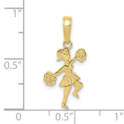 10K Yellow Gold 10K Cheerleader With Pom-Poms Pendant