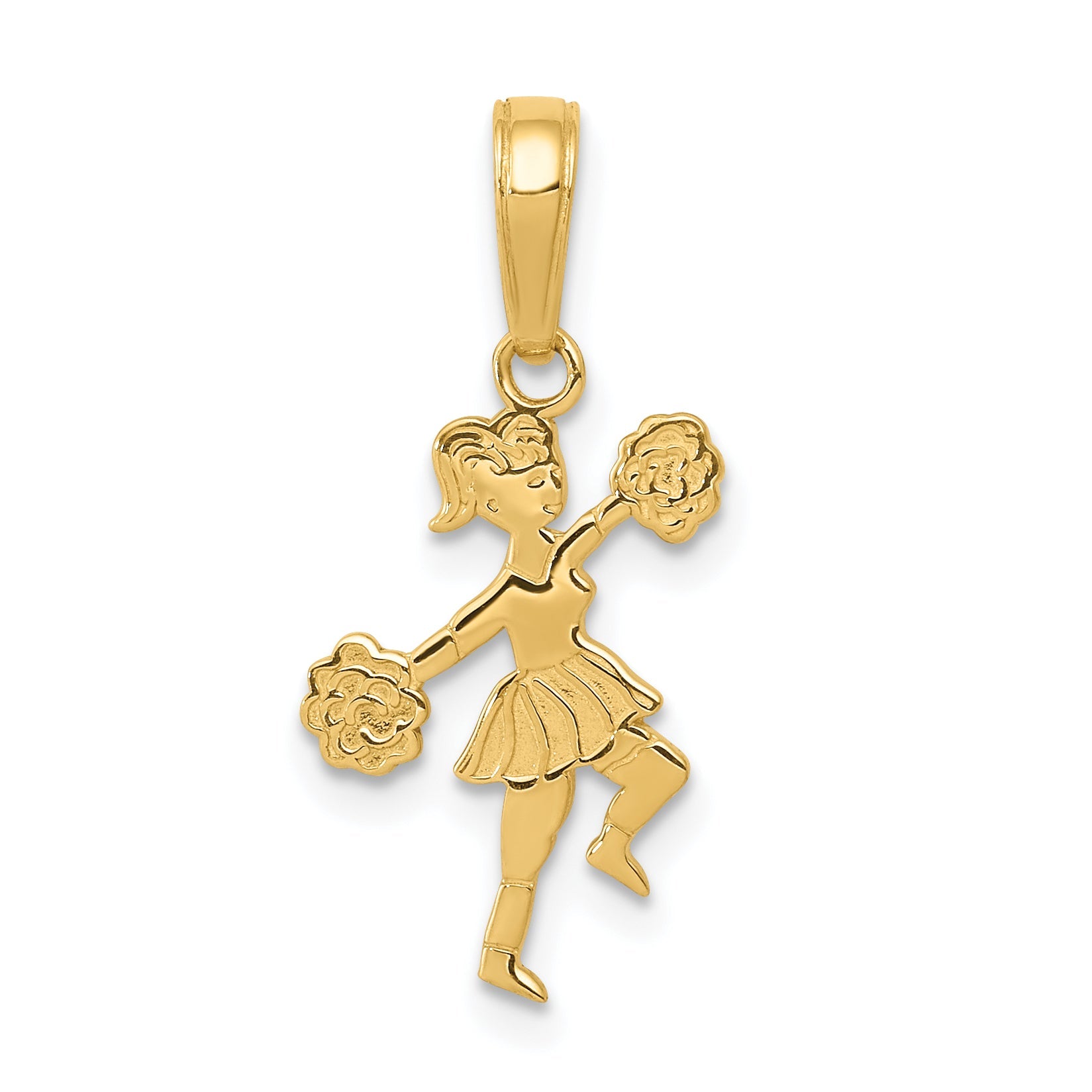 10K Yellow Gold 10K Cheerleader With Pom-Poms Pendant