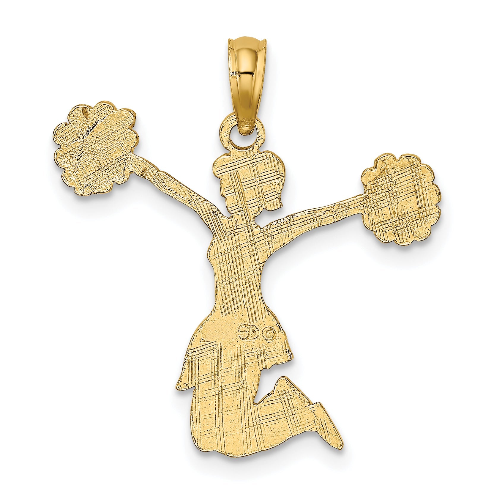 10K Yellow Gold Cheerleader Jumping With Pom-Pom'S Charm
