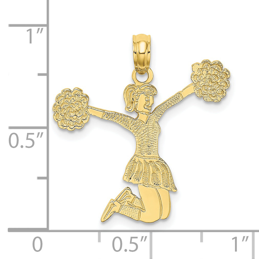 10K Yellow Gold Cheerleader Jumping With Pom-Pom'S Charm