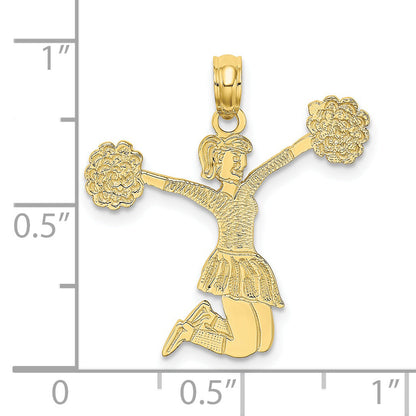 10K Yellow Gold Cheerleader Jumping With Pom-Pom'S Charm