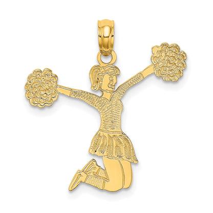 10K Yellow Gold Cheerleader Jumping With Pom-Pom'S Charm