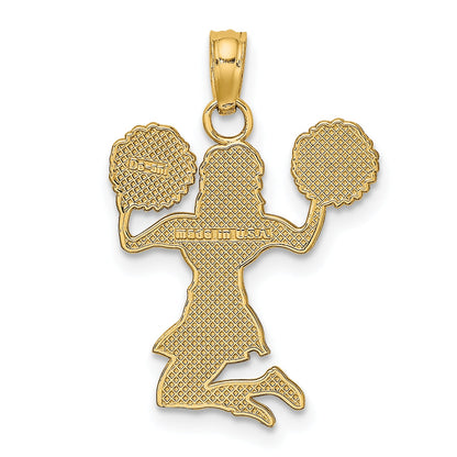 10K Yellow Gold 10K Cheerleader Jumping With Pom-Pom'S Pendant