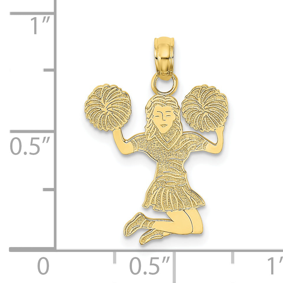 10K Yellow Gold 10K Cheerleader Jumping With Pom-Pom'S Pendant
