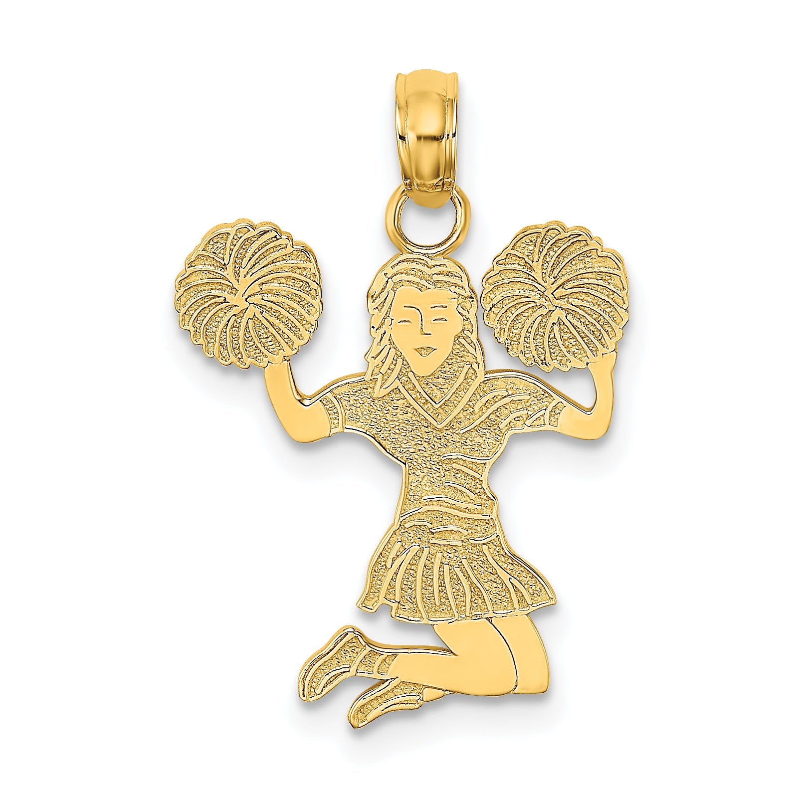 10K Yellow Gold 10K Cheerleader Jumping With Pom-Pom'S Pendant
