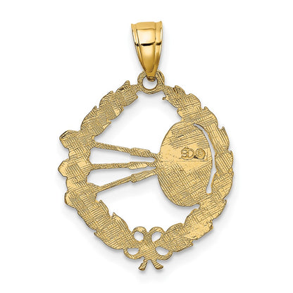 10K Yellow Gold Dart Board And Darts In Leaf Design Charm