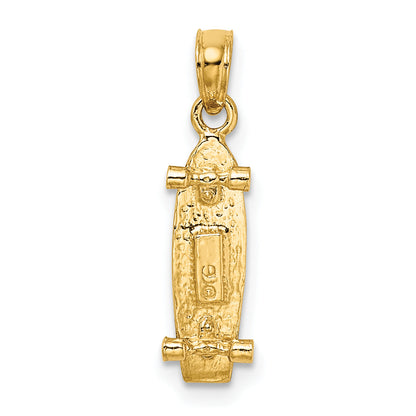 10K Yellow Gold 10K 3-D Skate Board Charm