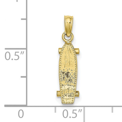10K Yellow Gold 10K 3-D Skate Board Charm